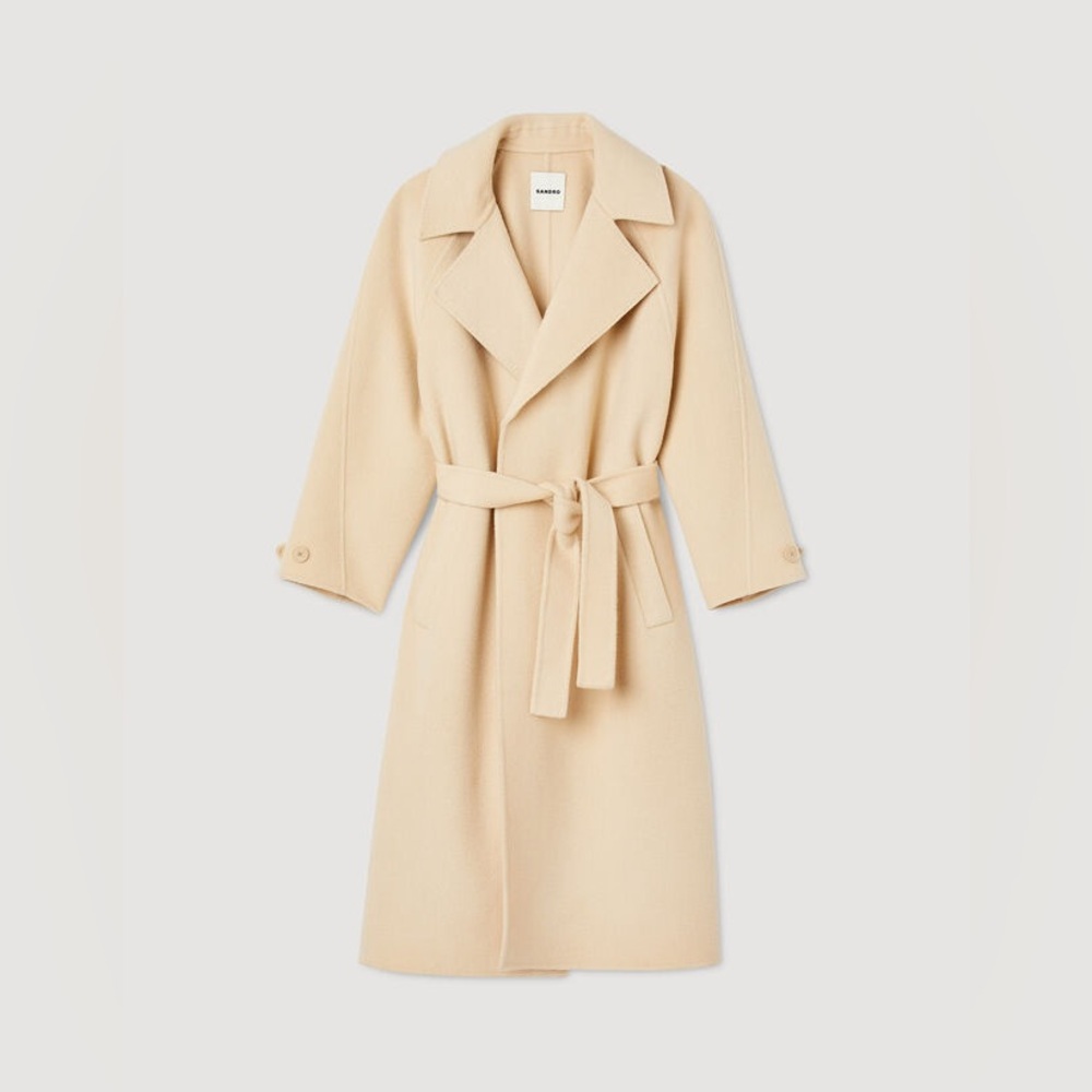 Sandro Double Breasted Wool Trench Coat NWT